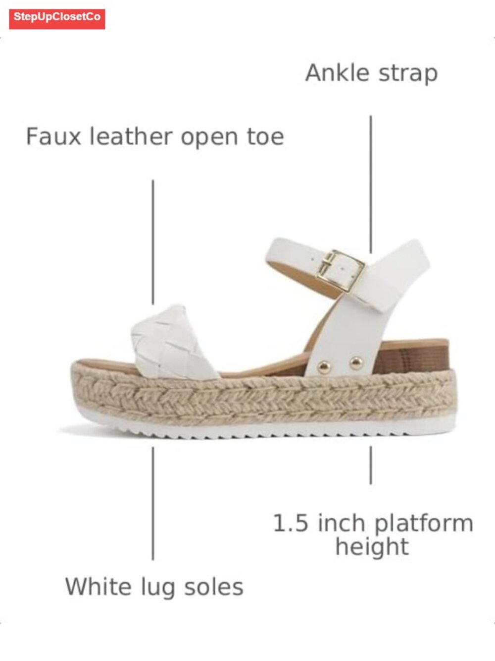 Women Open Toe Ankle Strap Platform Espadrille Wedge Sandal - Platform Heel - Picture 2 of 5